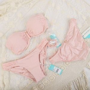 NWT PASTEL PINK SEAFOLLY BANDEAU BIKINI (2 SIZES)